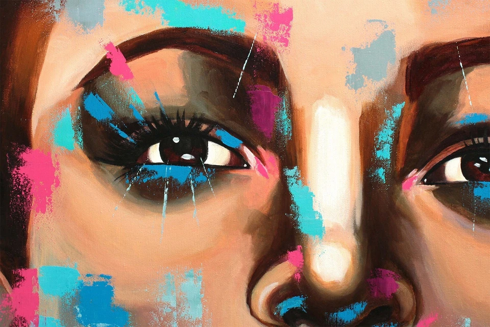 ORIGINAL Acryl Bild Gemälde Frau Abstrakt Malerei Kunst Modern Erotik HANDGEMALT - Bild 2 von 4