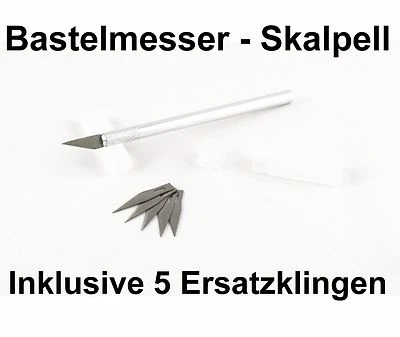 MARKENLOS Skalpell +5 Ersatzklingen! Bastelmesser Cutter Modellbau Präzision schneiden