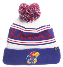 KANSAS JAYHAWKS NCAA ZEPHYR 2-TONE ARCTIC KNIT BEANIE WINTER CAP HAT POM NWT!