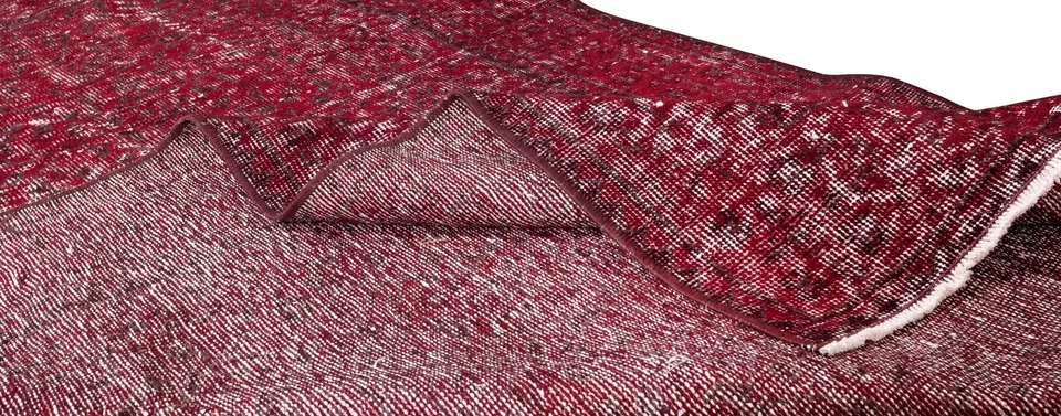 3.9x7 Ft Mid-20th Century Handmade Red Overdyed Rug from Central Anatolia - Image 3 of 4