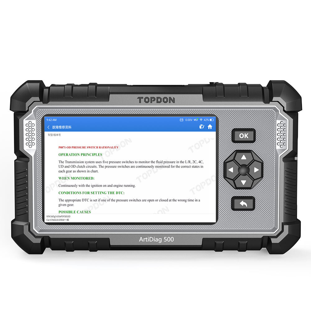TOPDON ArtiDiag500 ABS Bleeding SRS SAS OBD2 Code Reader