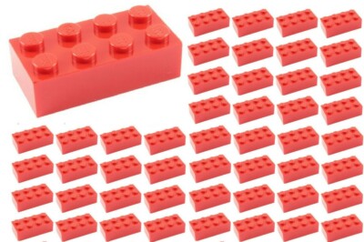  50x NEW LEGO 2x4 RED Bricks (ID 3001) BULK Parts star wars city town