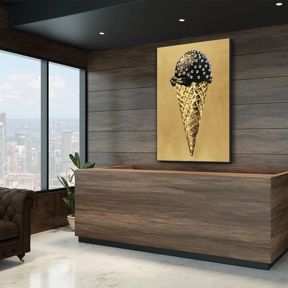 ✅WANDBILD LEINWAND,  ACRYLGLAS EIS LUXUS GOLD KUNST MODERN WANDDEKO PREMIUM - Bild 3 von 4