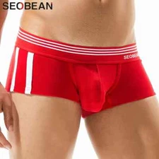SEOBEAN 2023 NEW Men's cotton boxer underwear Low-rise slim boxer Shorts Trunks