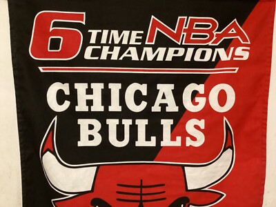 CHICAGO BULLS 6 TIME NBA CHAMPIONS COTTON BANNER;JORDAN, PIPPEN