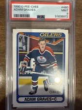 1990 O-PEE-CHEE #480 ADAM GRAVES RC OILERS PSA 9