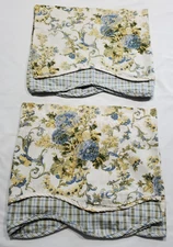 Pair of American Living/Ralph Lauren/JCP 78" W 2 Tier Valances Floral Plaid Blue