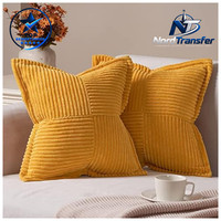 Kissenbezug 50X50 Kordsamt Gelb 2Er Set Dekokissen FüR Wohnzimmer Sofa