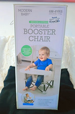 Modern Baby Portable Booster Chair w/ Carry Bag, 3-Point Harness, Gray/White