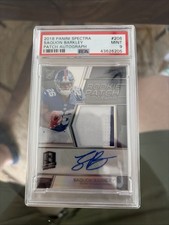 2018 Panini Spectra Saquon Barkley Rookie Patch Auto #206/99 PSA 9 Giants