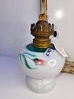 ANTIQUE P&A Hornet hand painted milk glass and brass oil lamp (No Chimney!)