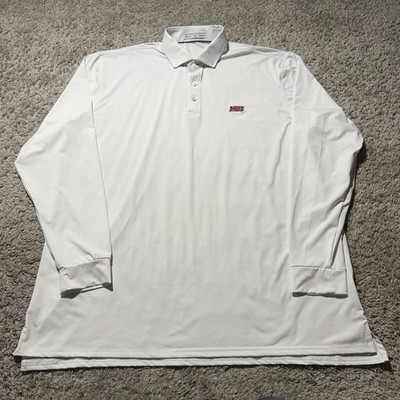 Holderness Bourne Men s White Performance Long Sleeve Polo Shirt 2XL Golf Mocs