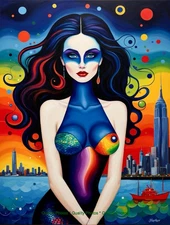 A Colorful Goth Girl of New York 8.5x11" Photo Print Style Joan Miro/ Harker Art