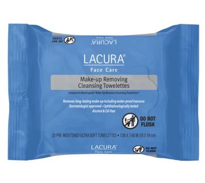 LACURA Face Care: Make-Up Removing Cleansing Towelettes, 25 Face Wipes per Pack
