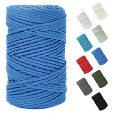 Macrame Cord 5mm 109 Yards Lake Blue Cotton Rope Twisted 4 Strand Craft Decor