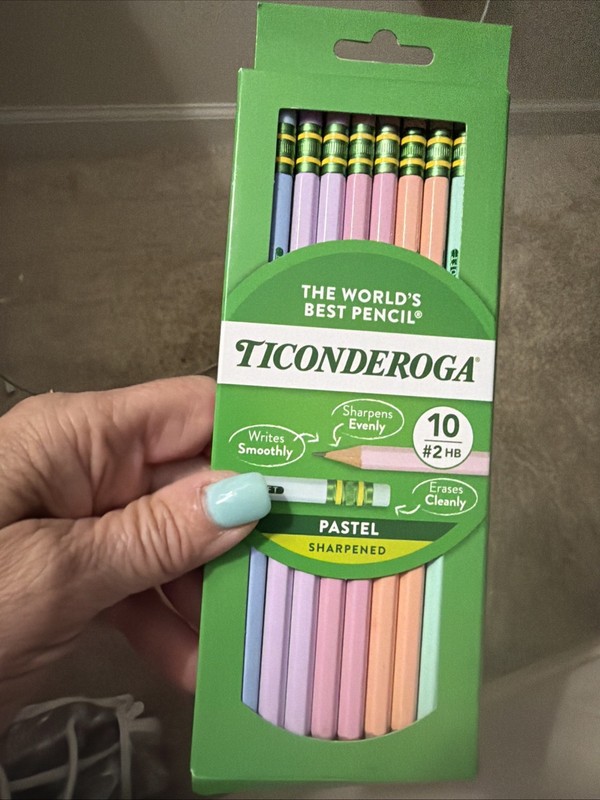 Ticonderoga® Pastel Pencils, 2 Soft, Assorted 10 Count (Pack of 1),