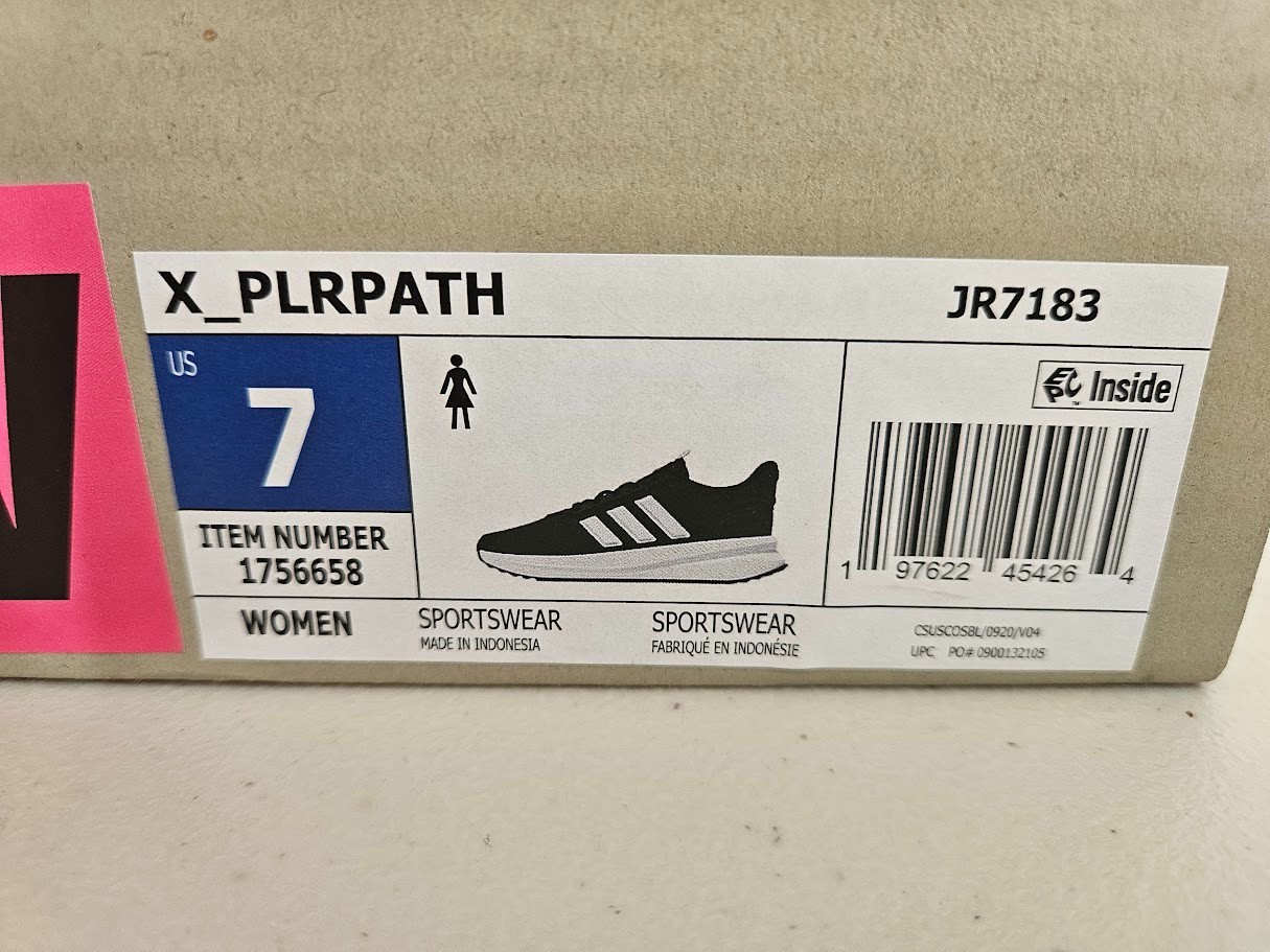 Adidas X_PLRPATH Women's Size 7 Cloudfoam Comfort Black/White Running Shoe NIB