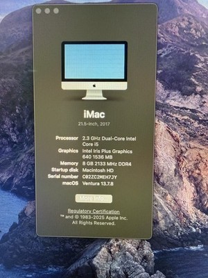 2017 iMac 21.5in
