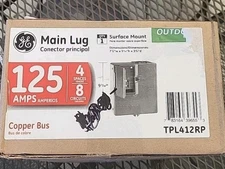 GE TPL412RP 125A 120/240 VAC Outdoor Main Lug Load Center - Black