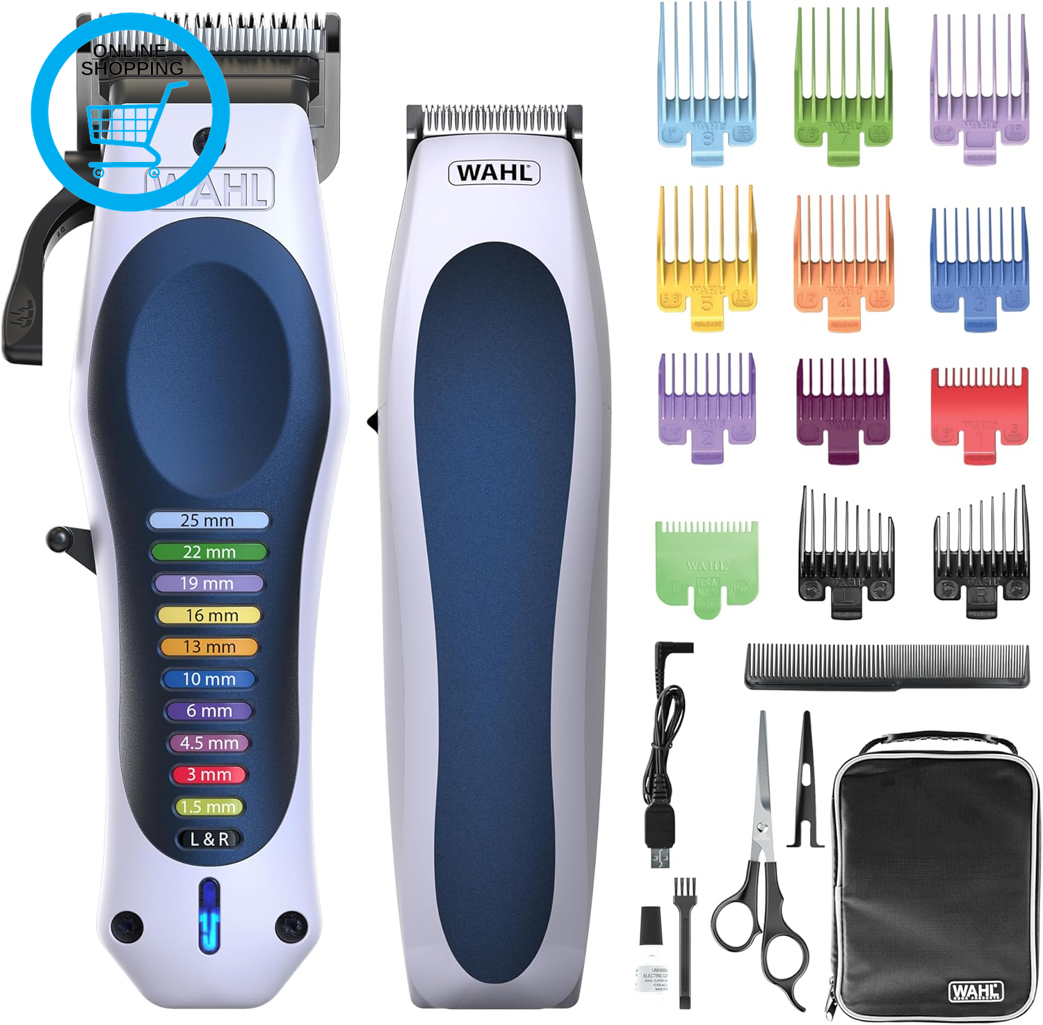 Clipper Kit Combi Cordless Lithium, Full Haircut Kit, Taper Lever for Fading, Ul