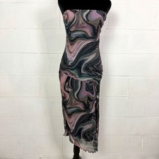 Caution to the Wind Fitted Dress Asymmetric Mesh Purple Dark Fairy Whimsigoth XS