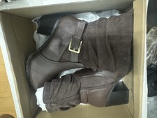 Woman’s Boots Wide Fit Suede Mid Calf High Heel Size 4