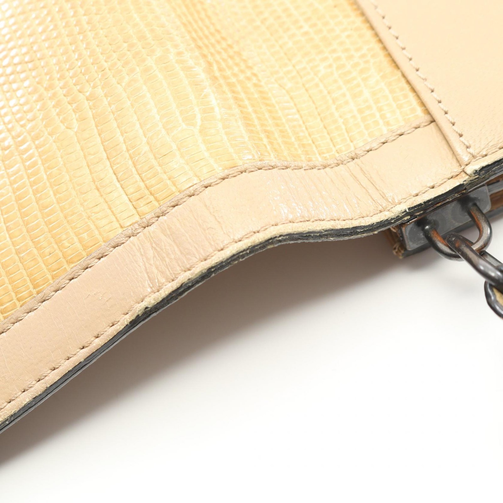 YVES SAINT LAURENT Exotic Leather Shoulder Bag Beige Classic Cassandre Vintage thumbnail 20