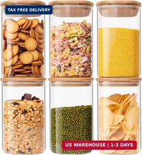 Glass Food Storage Jars 37 oz Set of 6,Glass Storage Containers Clear Glass Food
