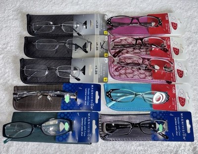 10pcs FROSTER GRANT/MAGNIVISION Reading Glasses with Pouch +1.00+1.25+150#011