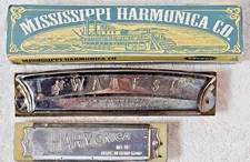 VTG Harmonica Lot of 3 – Mississippi Harmonica Co (NEW), Wales, No. 112