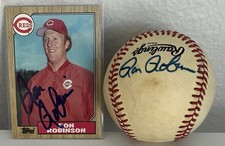 Ron Robinson Cincinnati Reds Signed Rawlings NL Baseball + 1987 Topps Autograph