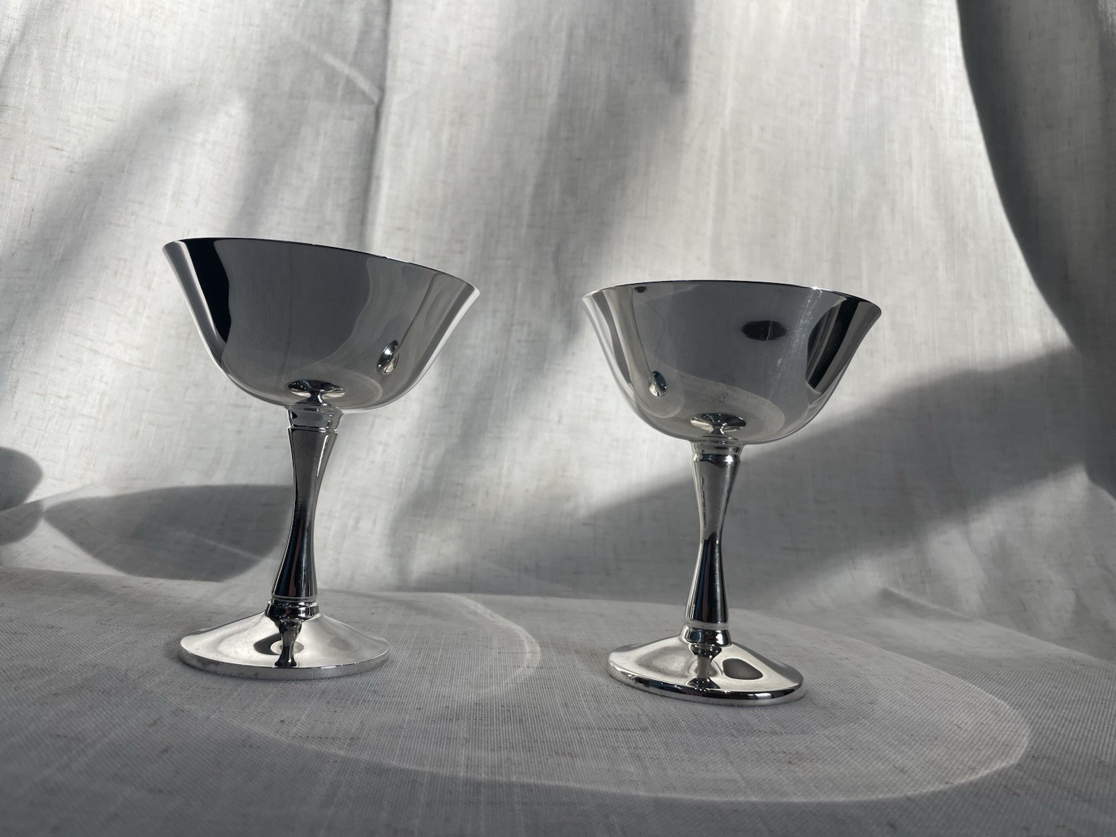 Two Vintage Salem Portuguese Silverplated Champagne Coupe Wine Goblet 4 5/8"