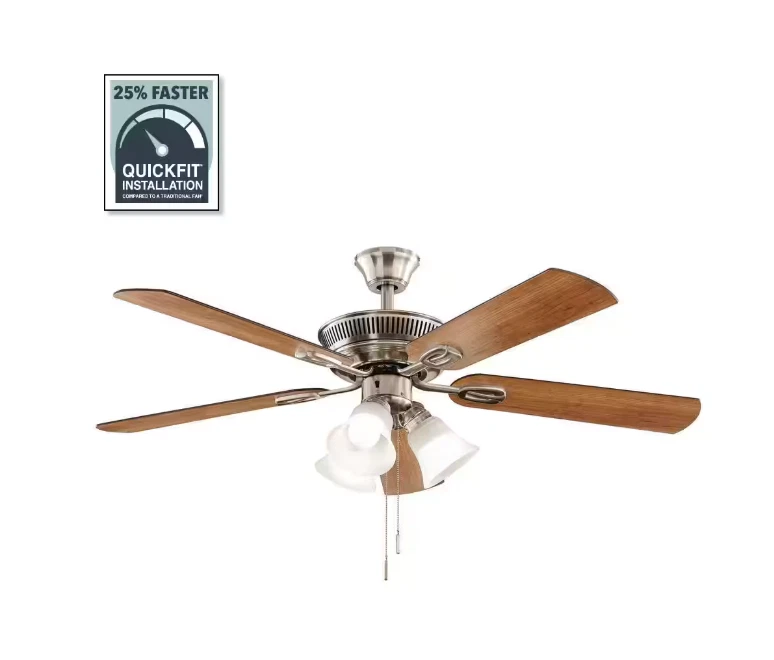 Hampton Bay Glendale III 52 pol. Ventilador de teto LED interno de níquel escovado com luz - Imagem 3 de 4