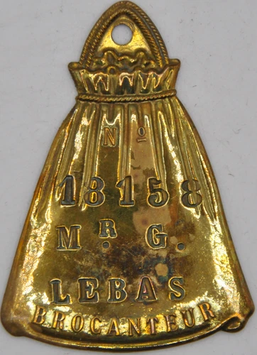 Trade plate - PARIS Mr G. LEBAS second-hand dealer No. 18 158 mle after 1864