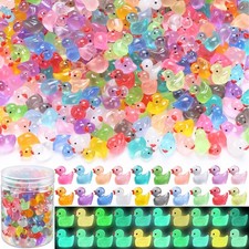 200pcs Luminous Mini Resin Ducks 20 Colors Small Tiny Little Duck Figurines to H