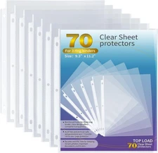 Sheet Protectors for 3 Ring Binder, 70 Pack Premium Clear Page Protector 8.5 x 1