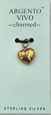 Argento Vivo Heart Charm Pendant Vintage Gold Plated Sterling Silver 925