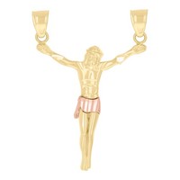 Original 10K Zweifarbig Gold 1.25 \ AnhäNger Diamantschliff Jesus Kruzifix Kreuz"