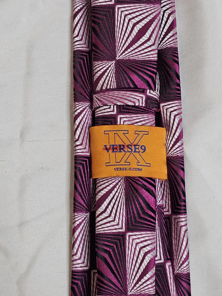Verse 9 IX Geometric Multicolored Pink Tie - Image 3 of 4