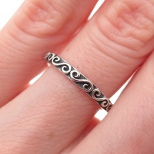 925 Sterling Silver Vintage Swirl Stackable Oxidized Band Ring Size 5.5