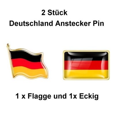 2 Stück Deutsche Flaggen Pin Fahnen Anstecker 1 x Eckig und 1 x Flagge