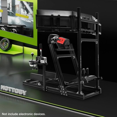 Hottoby Racing Sim Cockpit 4080Auminum With Triple TV Stand Fit For Thrustmaster