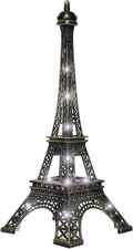 9.7" Light up Eiffel Tower Statue, Vintage Bronze Metal LED Night Light, Parisia
