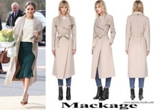 Mackage Sand Mai Long Wool Wrap Coat Womens Size M - As Seen On Meghan Markle