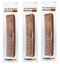 3 Pack- Conair Man Handmade Wood Dressing Pocket Comb 93137 Men's Hair Styling