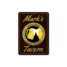 Personalized Beer Mugs Tavern Sign Custom Name Man Cave Decor Metal Plaque