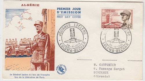 FRENCH ALGERIA 1956 FORIEGN LEGION WELFARE FUND & & MARSHAL LECLERC official FDC - Picture 3 of 9