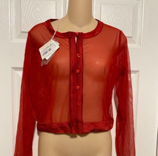 La Perla Tulle Nervures Sheer Top Silk Mesh M Valentine Red