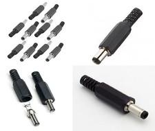 5 Pz. CONNETTORE spinotto 5,5x2,1mm jack maschio DC alimentazione coassiale