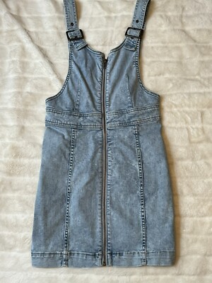 Free People zip up denim overall dress Size
